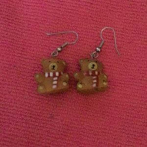 Avon Christmas Teddy Bear Hook Earrings